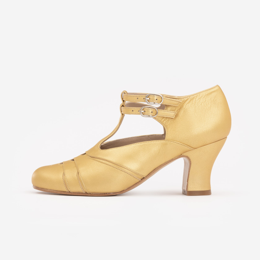 VELOZ GOLD HIGH HEEL SWING SHOES